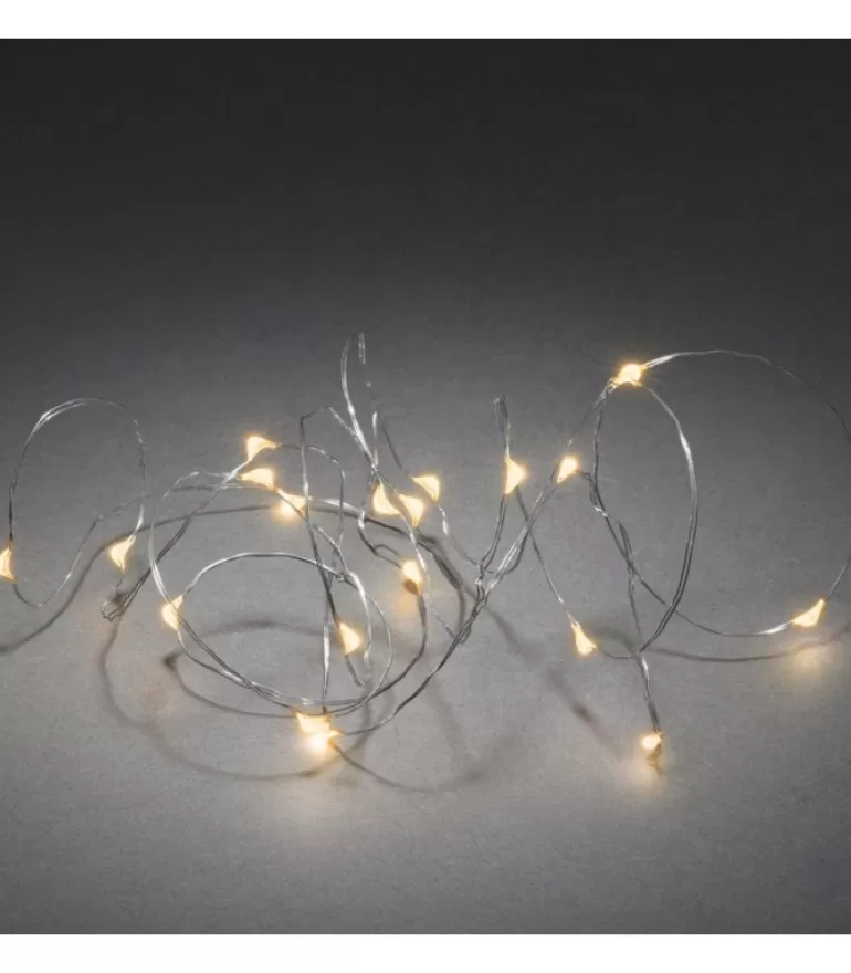 New Guirlande Led A Pile, 20 Diodes Ambrees, Fil Argente Guirlande Lumineuse Intérieure À Led