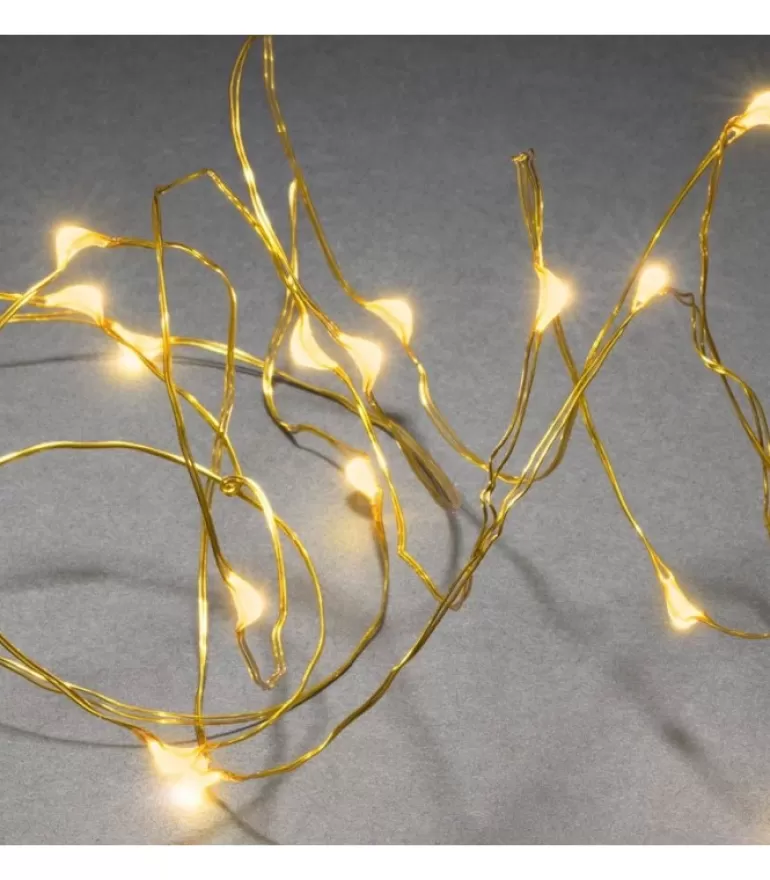 Sale Guirlande Led A Pile, 20 Diodes Ambrees, Fil Laiton Guirlande Lumineuse Intérieure À Led