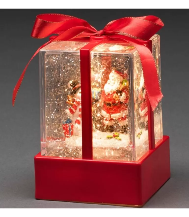 Store Lanterne À Neige "Cadeau De Noël" Avec Père Noël & Bonhomme De Neige Lanternes De Noël À Neige
