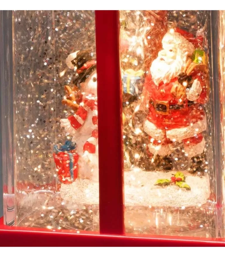 Store Lanterne À Neige "Cadeau De Noël" Avec Père Noël & Bonhomme De Neige Lanternes De Noël À Neige