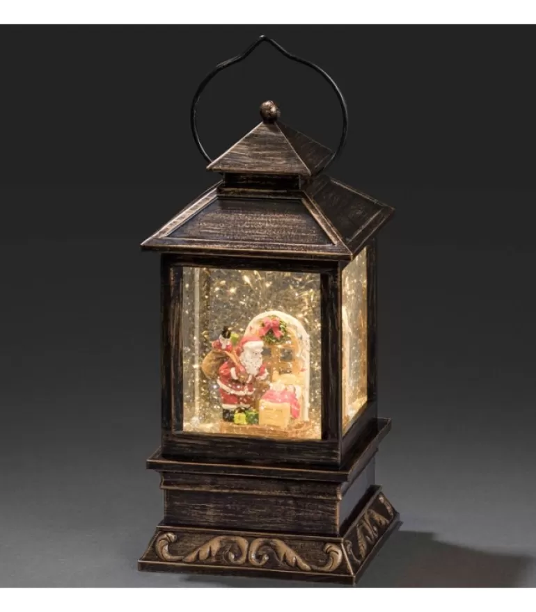 Hot Lanterne De Noël À Neige A Led Avec Père Noël Et Enfants, 22 Cm Lanternes De Noël À Neige