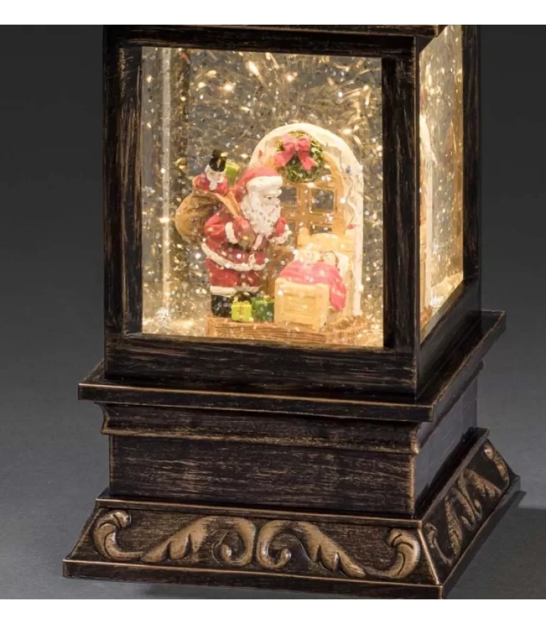 Hot Lanterne De Noël À Neige A Led Avec Père Noël Et Enfants, 22 Cm Lanternes De Noël À Neige