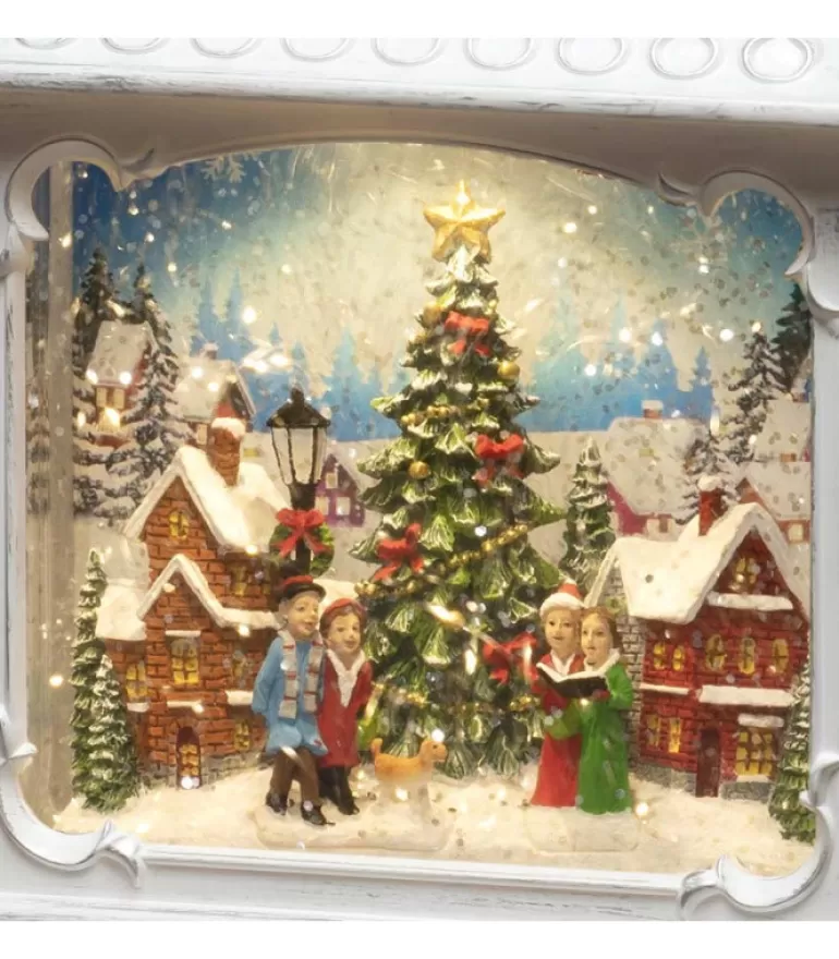 Store Lanterne De Noël Blanche, Village De Noël Avec Sapin Lanternes De Noël À Neige