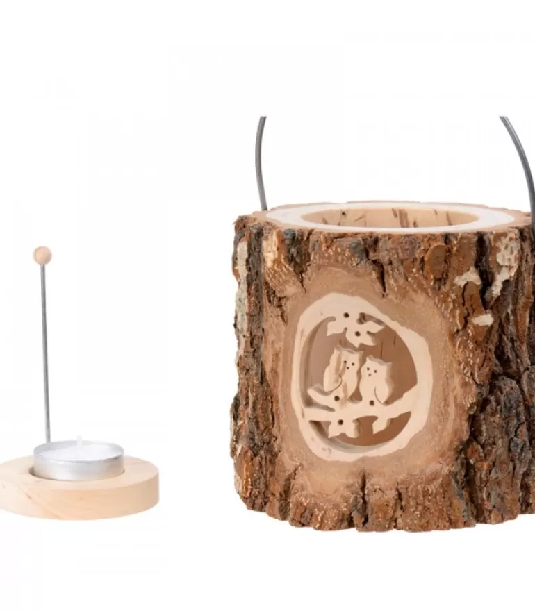 Flash Sale Lanterne Photophore En Bois, Couple D'Hiboux Photophore Bois