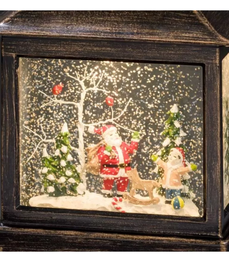 Store Lanterne Père Noël Sous LÀ Neige Avec Enfant, 25 Cm Lanternes De Noël À Neige
