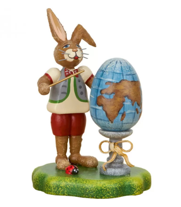 Best Sale Lapin De Paques En Bois Ecolier Et Mappemonde Lapins En Bois De Paques