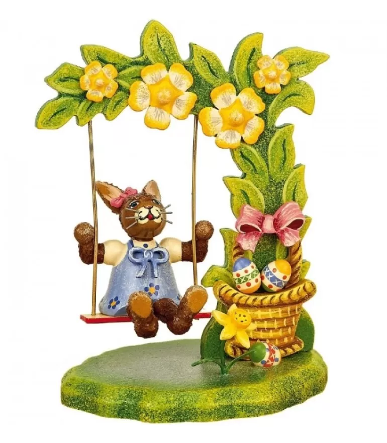 Sale Lapin De Paques En Bois Et Balancoire Fleurie Lapins En Bois De Paques