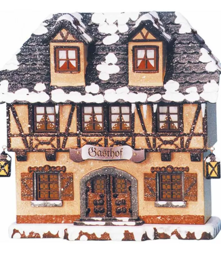 New Maison Eclairee Pour Village De Noël Miniature Winterkinder, Restaurant Village De Noël Miniature