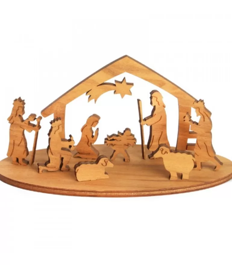 Online Mini Crèche De Noël Avec Personnages En Bois D'Olivier, 5 Cm Crèche De Noël En Bois