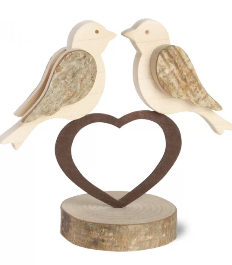 Shop 2 Oiseaux En Bois Sur Un Coeur, 9 Cm Oiseau Décoratif