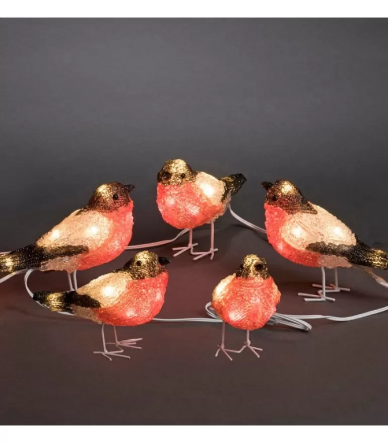 Store Oiseaux Lumineux Led, 5 Rouge-Gorge Oiseaux Lumineux Et Animaux Lumineux