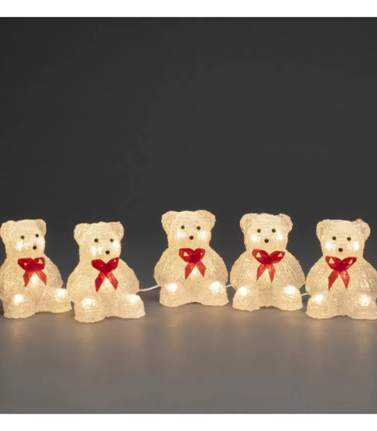 Best Sale Oursons Lumineux A Led En Acrylique Avec Ruban Rouge, 12 Cm Oiseaux Lumineux Et Animaux Lumineux