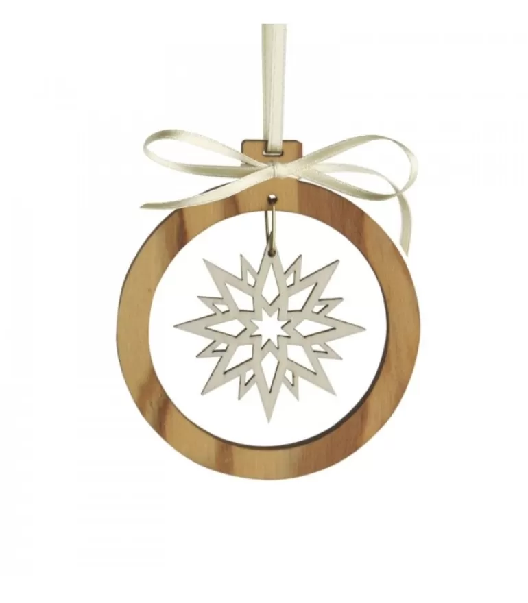 Flash Sale Pendentif En Bois D'Olivier Motif Cristal De Neige N°1 Décorations En Bois Pour Sapin De Noël