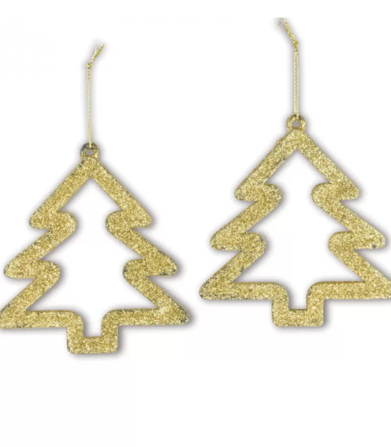 Fashion Pendentifs Sapin De Noël, Paillettes Dorees (Par 2) Décorations En Bois Pour Sapin De Noël