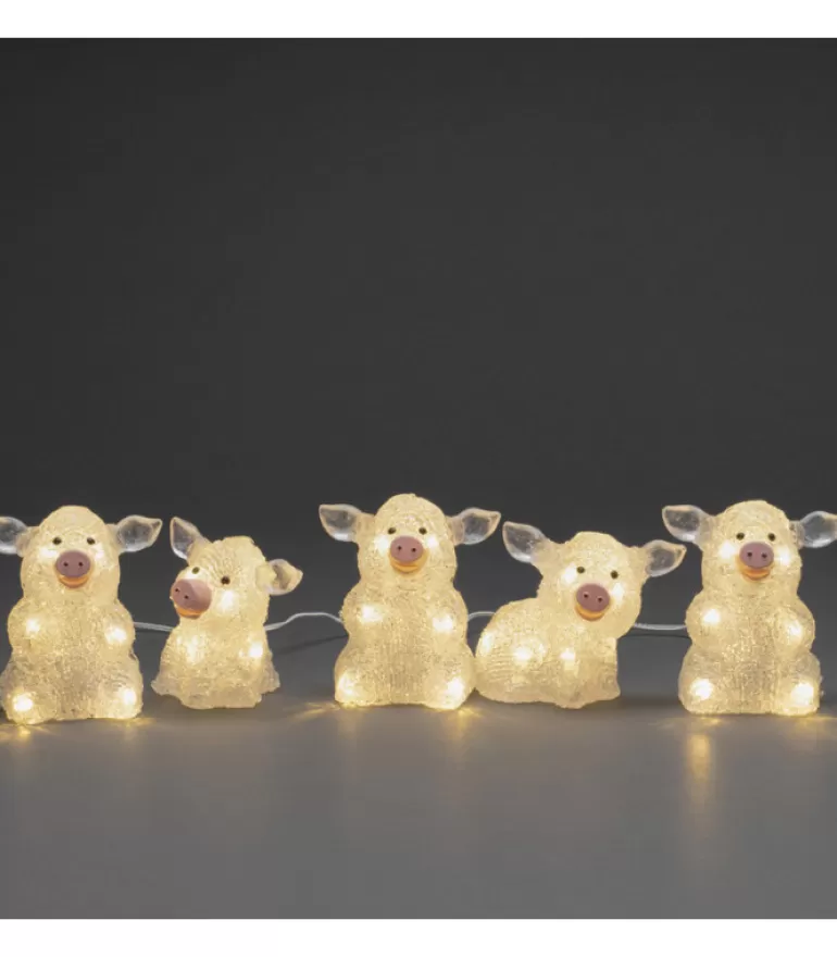 Fashion Petits Cochons Lumineux En Acrylique Led 12,5 Cm, Lot De 5 Oiseaux Lumineux Et Animaux Lumineux