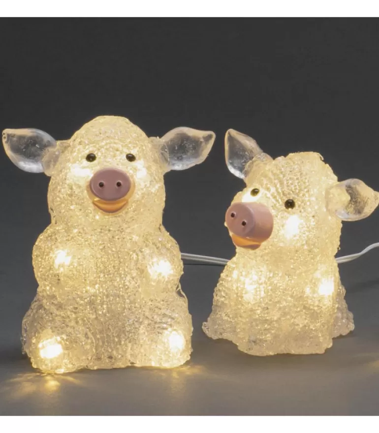 Fashion Petits Cochons Lumineux En Acrylique Led 12,5 Cm, Lot De 5 Oiseaux Lumineux Et Animaux Lumineux