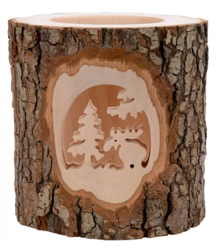 Clearance Photophore En Bois Cisele, Elan Dans La Foret Photophore Bois