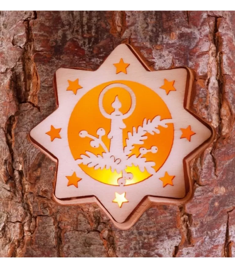 Cheap Photophore En Rondin De Bois, 2 Motifs Crèche Et Bougie Photophore Bois