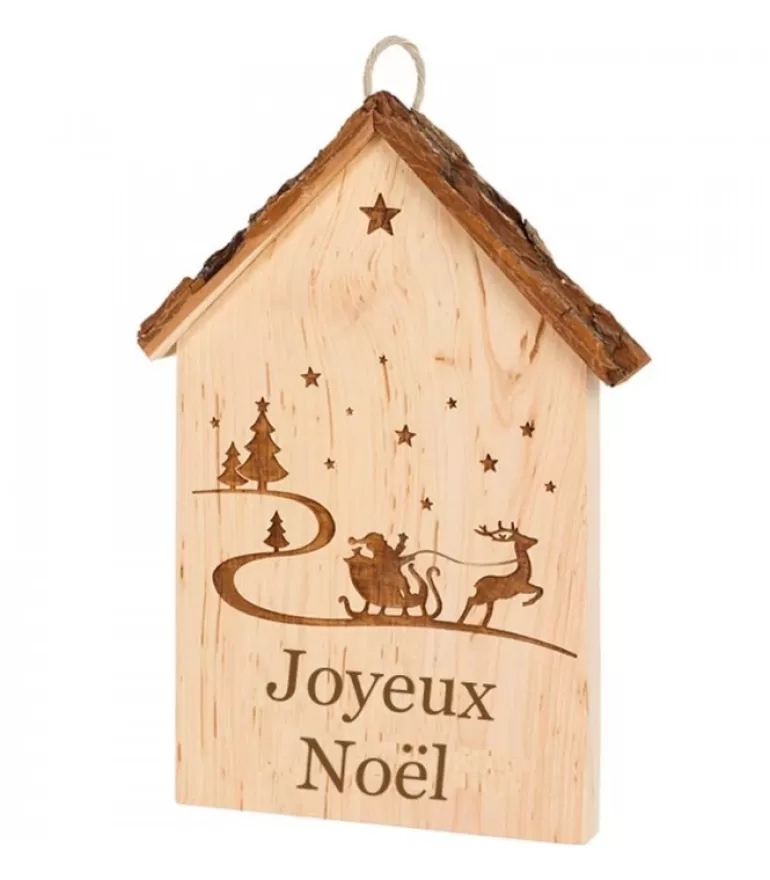 Hot Plaque De Porte En Bois A Suspendre "Joyeux Noël" Objet Déco Bois