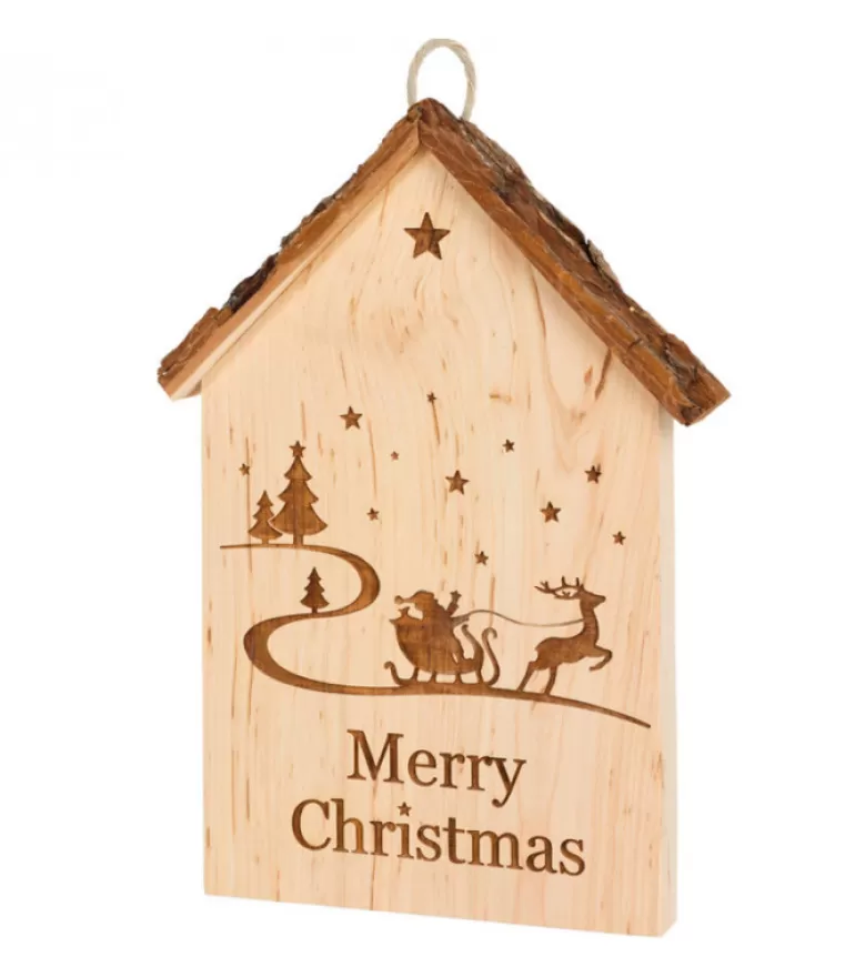 Best Sale Plaque De Porte En Bois A Suspendre "Merry Christmas" Objet Déco Bois