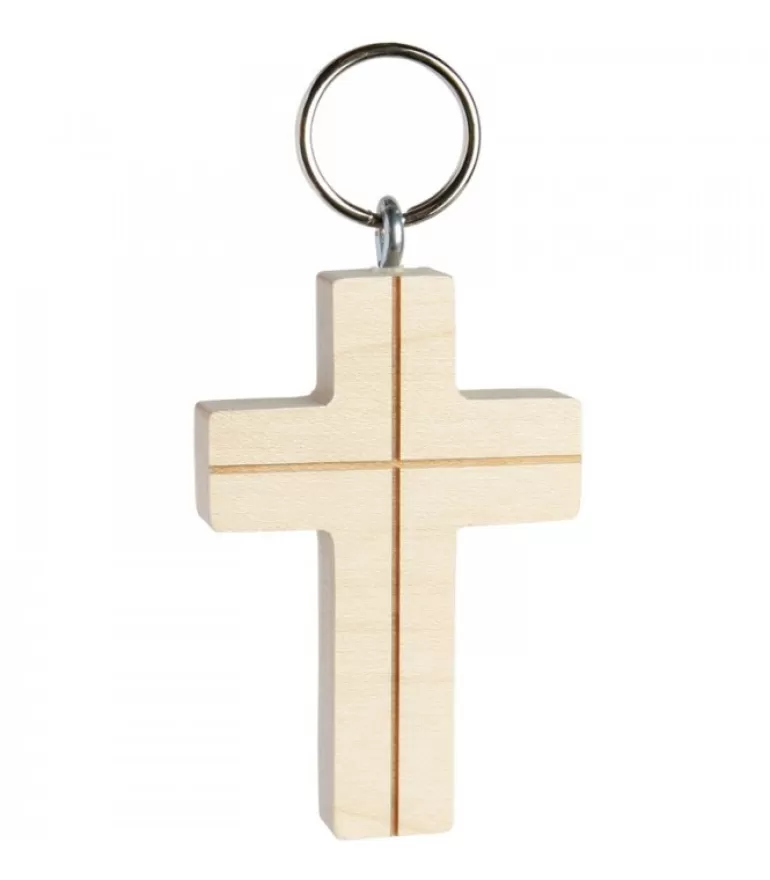 New Porte-Clés Croix En Bois Avec Croix, 5 Cm Porte-Clés En Bois