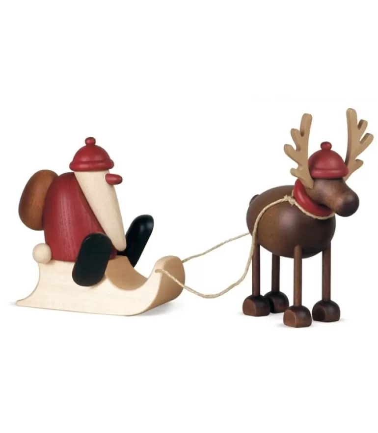 Best Père Noël En Bois Sur Luge Et Renne Père Noël En Bois