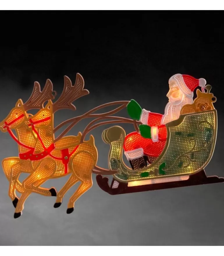 Best Sale Père Noël Lumineux Avec Rennes Et Traineau Père Noël Lumineux