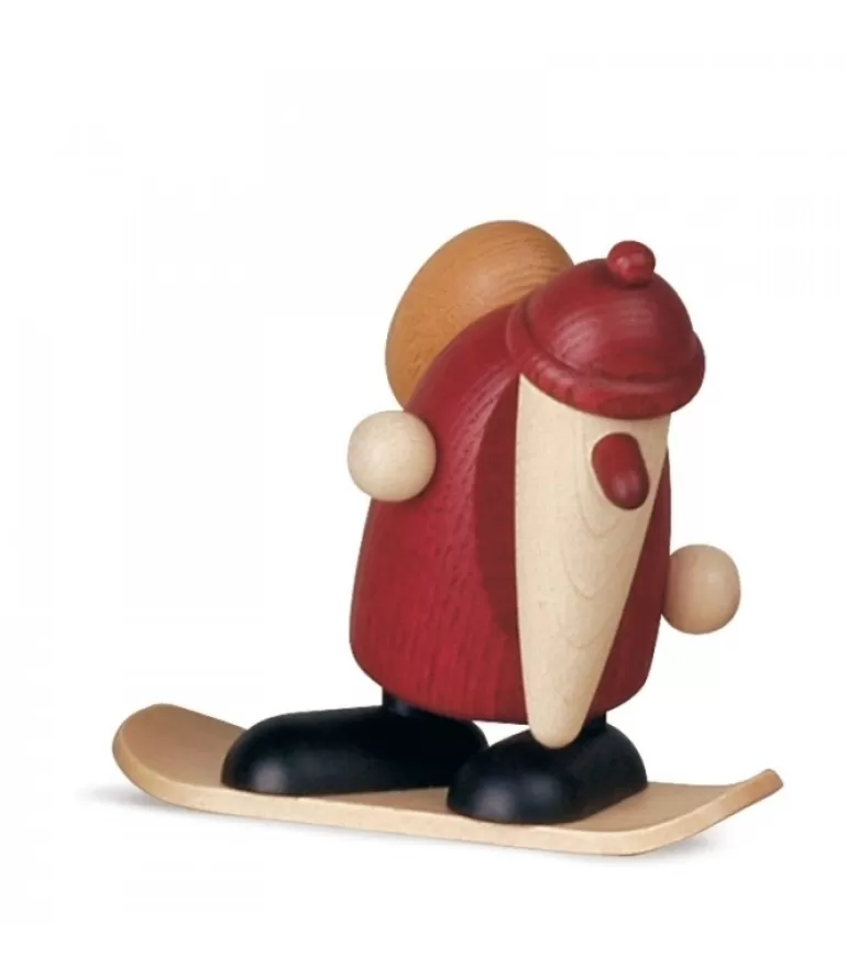 Best Père Noël Rouge Sur Snowboard Père Noël En Bois