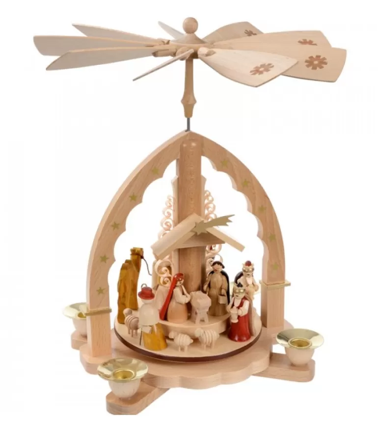 Store Pyramide A 4 Bougies En Bois Pour Un Noël Traditionnel Pyramides De Noël Allemandes