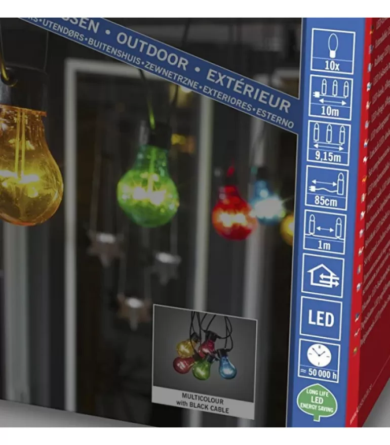 Flash Sale Rallonge 10 M Pour Guirlande Lumineuse De Terrasse, 10 Ampoules Multicolores Guirlande Lumineuse Extérieur