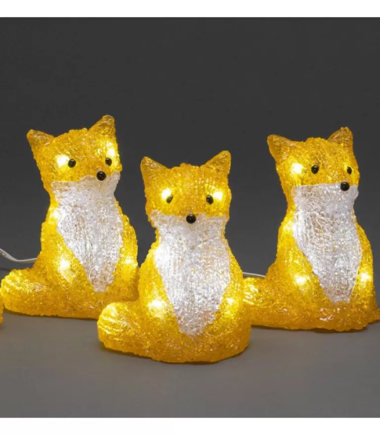 Hot Renards Lumineux Acryliques Led Assis, Lot De 5, 12 Cm Oiseaux Lumineux Et Animaux Lumineux