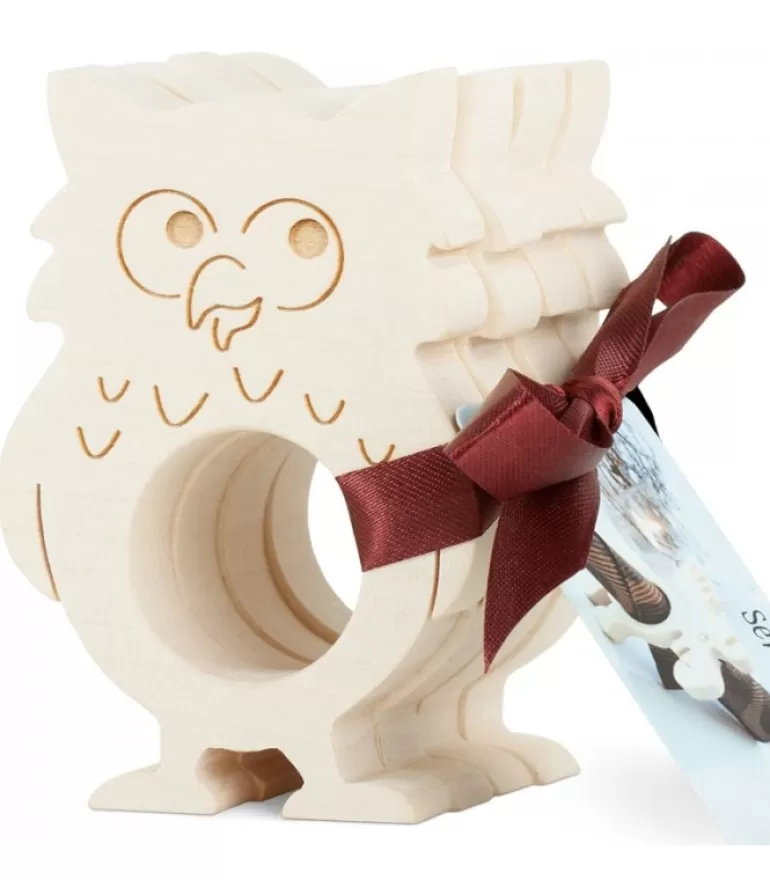 Fashion Rond De Serviette Bois Naturel Chouette Objet Déco Bois