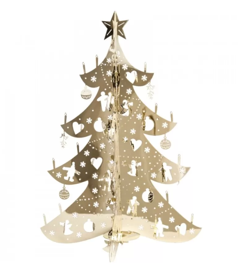 Outlet Sapin De Noël Design, Metal Dore, 19 Cm Sapin De Noël Design