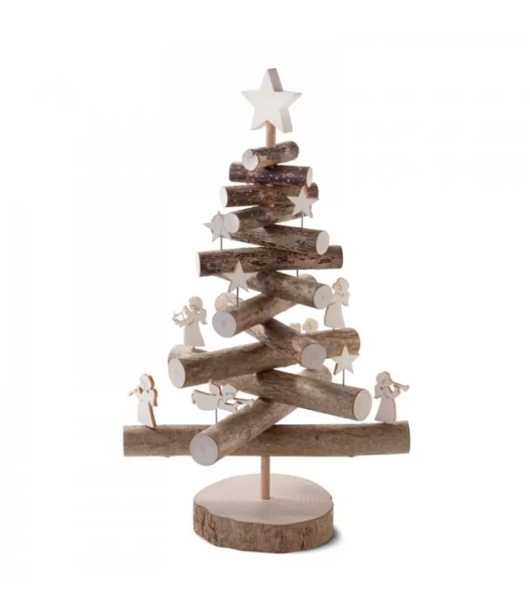 Fashion Sapin De Noël En Bois 29 Cm Avec Etoiles Et Anges Sapins En Bois