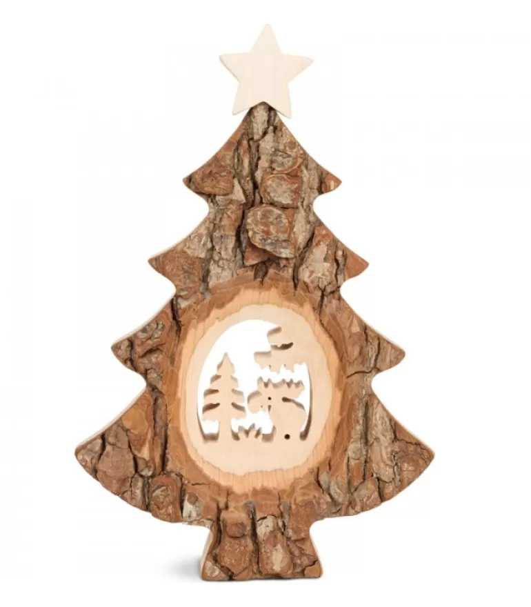 Shop Sapin Noël En Bois Avec Elan Cisele, 18 Cm Sapins En Bois