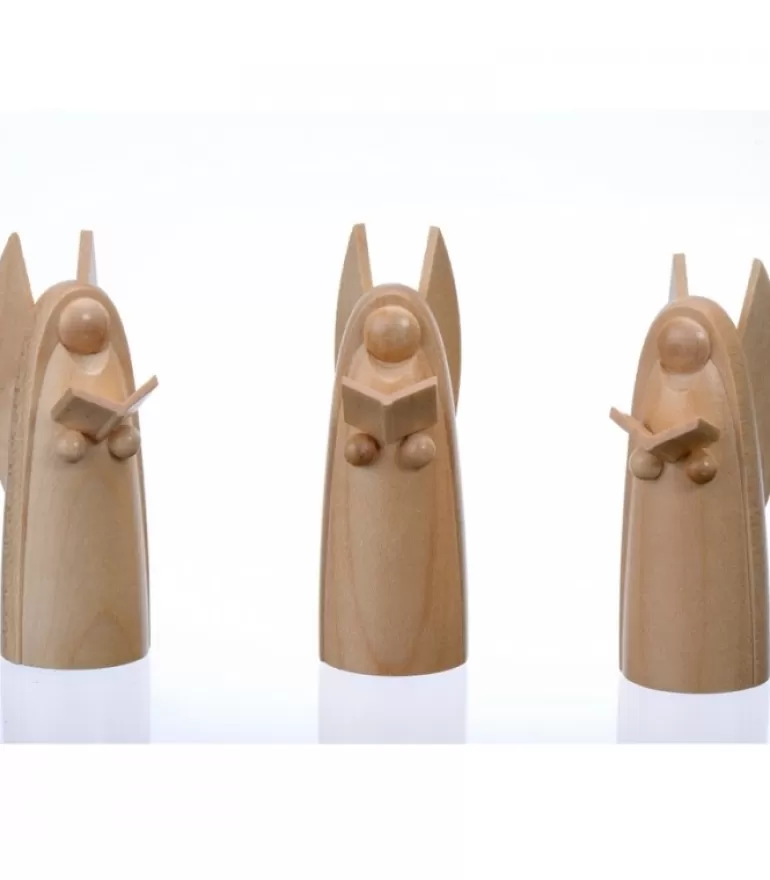 Sale Trois Anges De Noël En Bois Pour Crèche, 6 Cm Personnages De Crèche De Noël