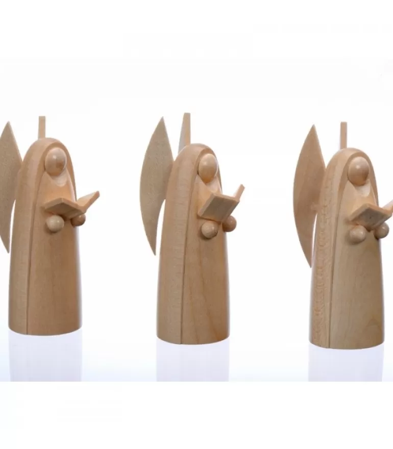 Sale Trois Anges De Noël En Bois Pour Crèche, 6 Cm Personnages De Crèche De Noël