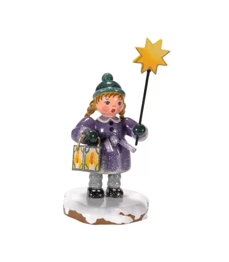 Outlet Village De Noël Miniature, Fillette Avec Etoile Village De Noël Miniature