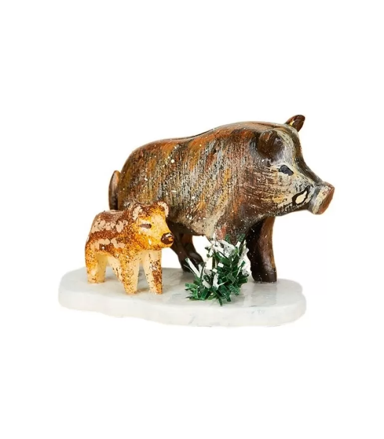 Fashion Village De Noël Miniature, Sanglier Et Marcassin Village De Noël Miniature