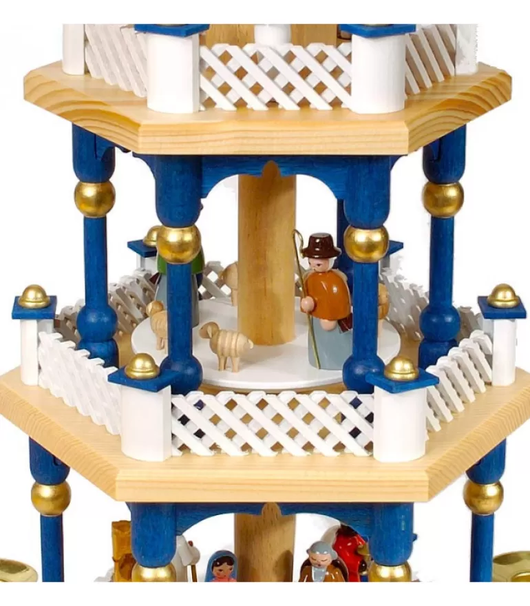 weihnachtspyramid_allemande__etages_blanc_bleu_2.webp Flash Sale Weihnachtspyramid Allemande 2 Etages Blanc Bleu Pyramides De Noël Allemandes